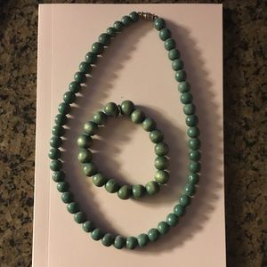Woden Beaded Bracelet and Necklace